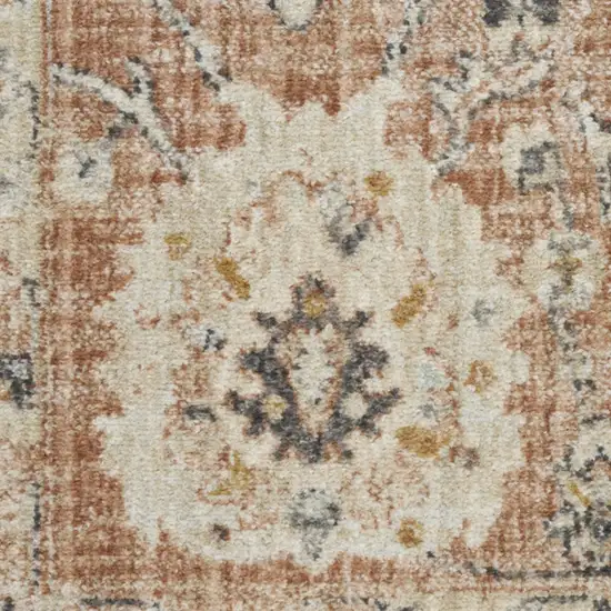 6' Red Floral Worn Faded Runner Rug Photo 6