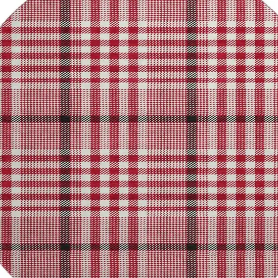 8' Red Ivory And Black Plaid Washable Round Rug With UV Protection Photo 2