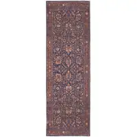 Photo of 8' Red Orange And Blue Floral Power Loom Runner Rug