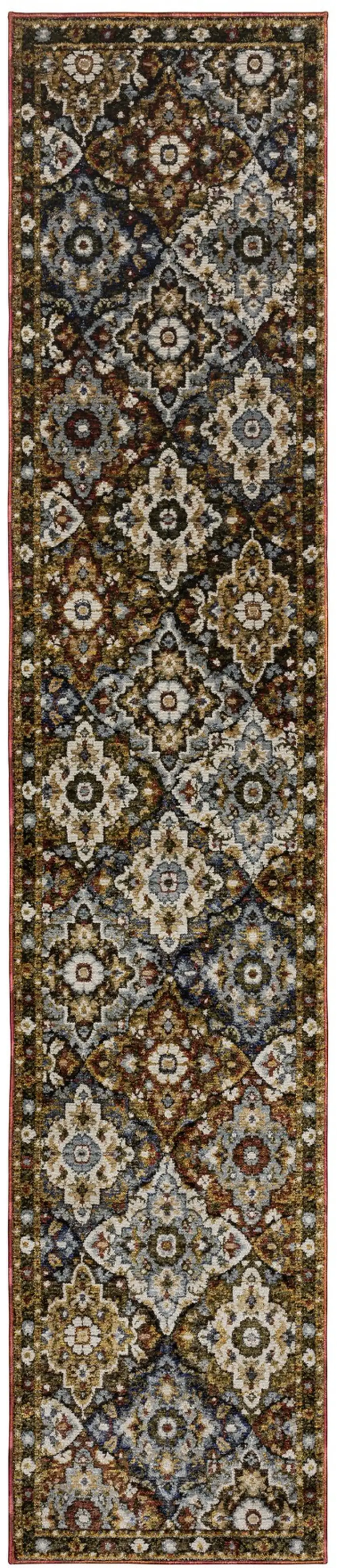 12' Red Orange And Ivory Medallion Runner Rug Photo 2