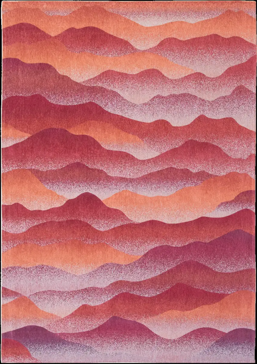 8' Red Orange Round Abstract Non Skid Area Rug Photo 5