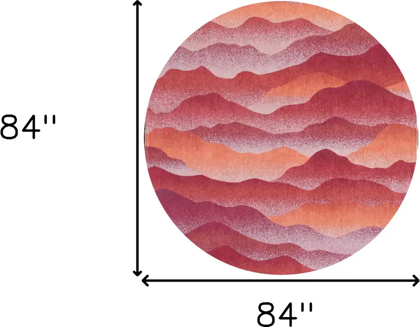 8' Red Orange Round Abstract Non Skid Area Rug Photo 3