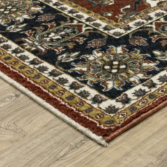 8' Red Oriental Runner Rug With Fringe Photo 9