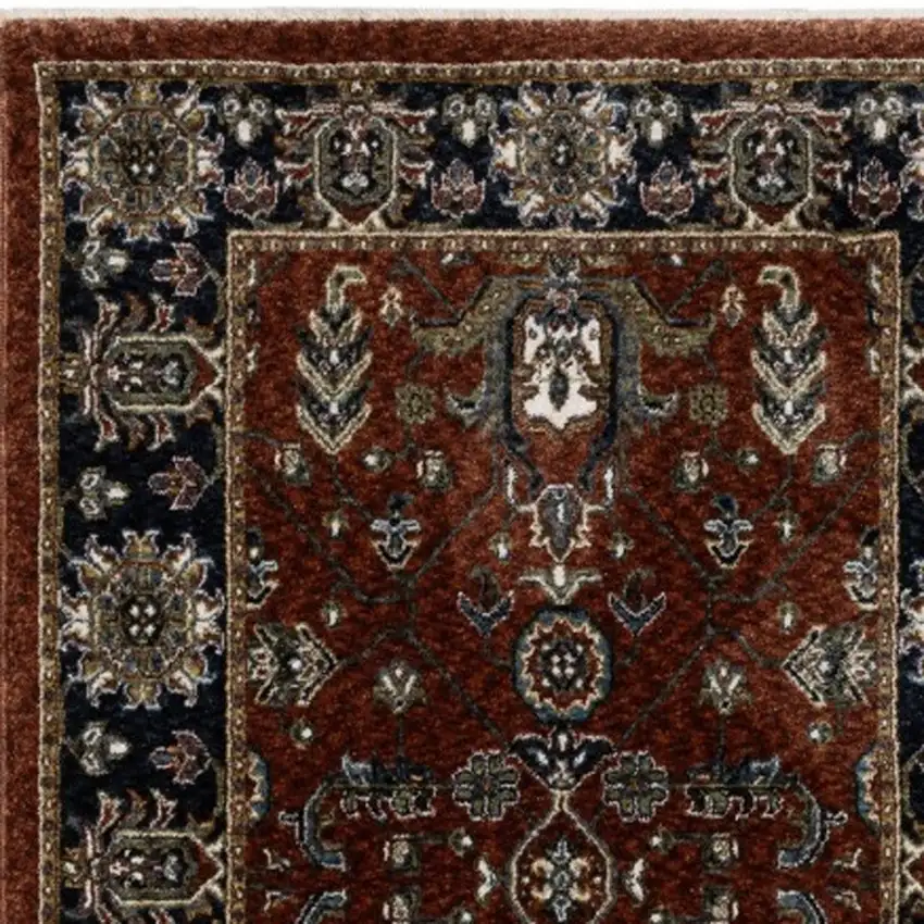 8' Red Oriental Runner Rug With Fringe Photo 7