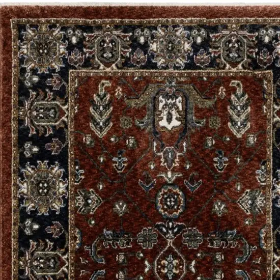 8' Red Oriental Runner Rug With Fringe Photo 7