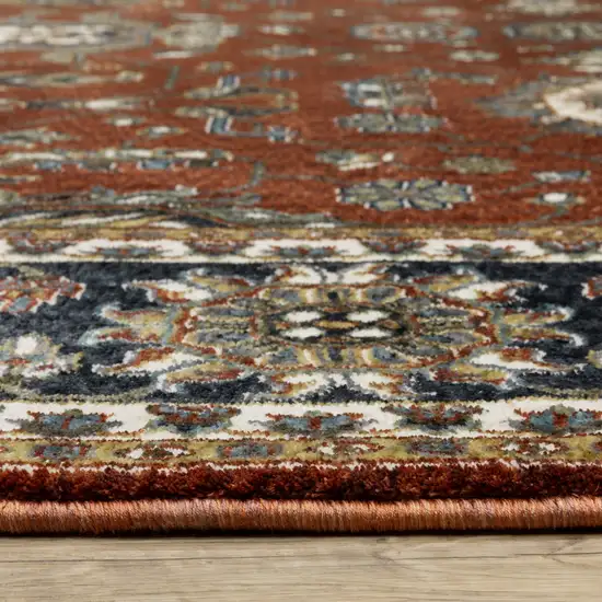 8' Red Oriental Runner Rug With Fringe Photo 4