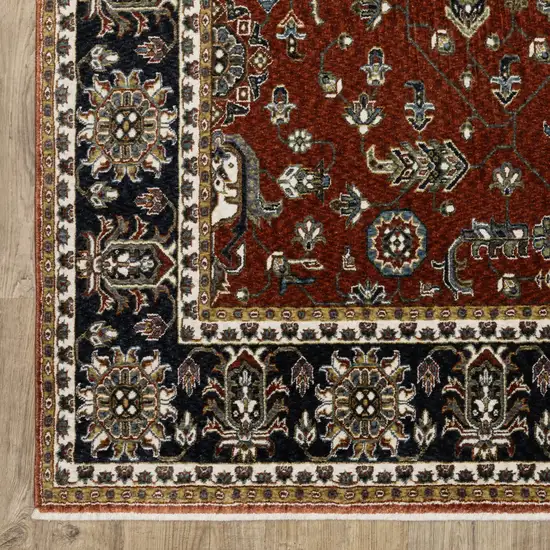 8' Red Oriental Runner Rug With Fringe Photo 6