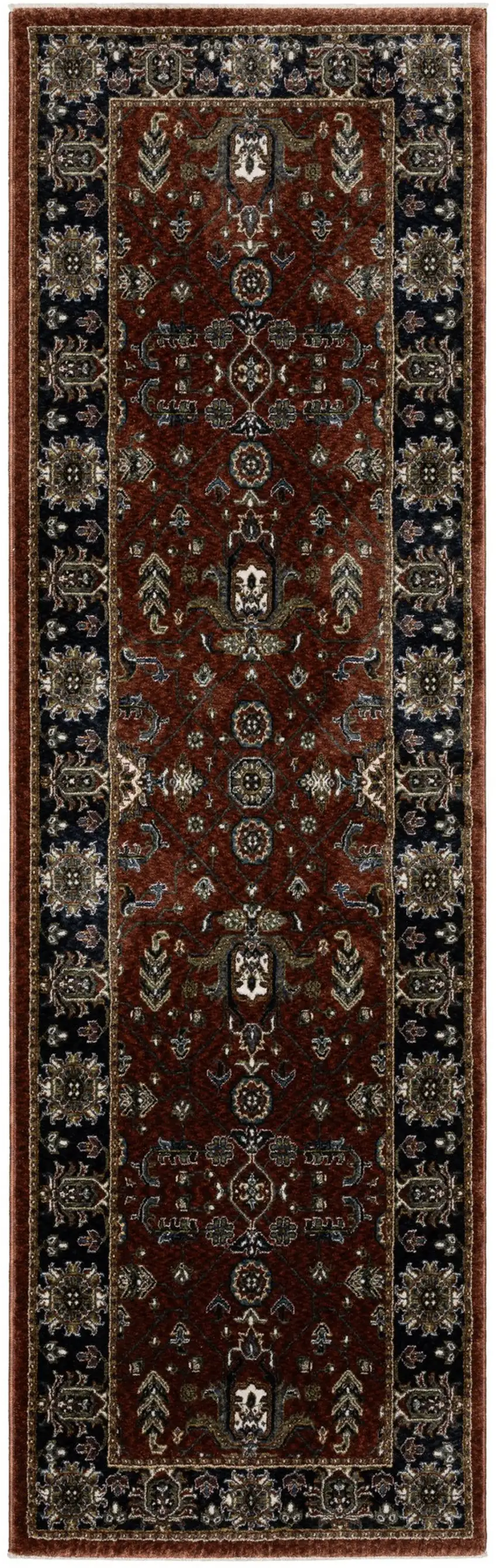 8' Red Oriental Runner Rug With Fringe Photo 2
