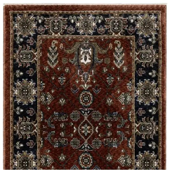 8' Red Oriental Runner Rug With Fringe Photo 8