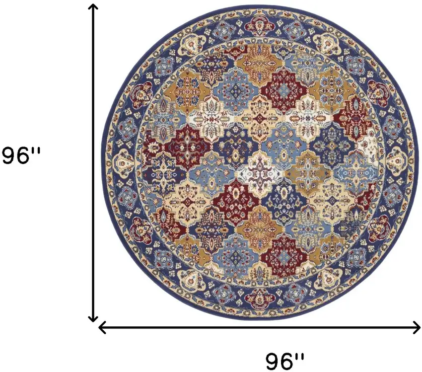 8' Red Round Damask Power Loom Area Rug Photo 5