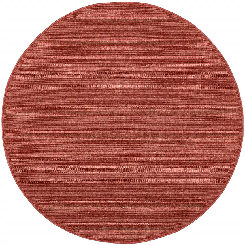 8' Red Round Stain Resistant Indoor Outdoor Area Rug Photo 2