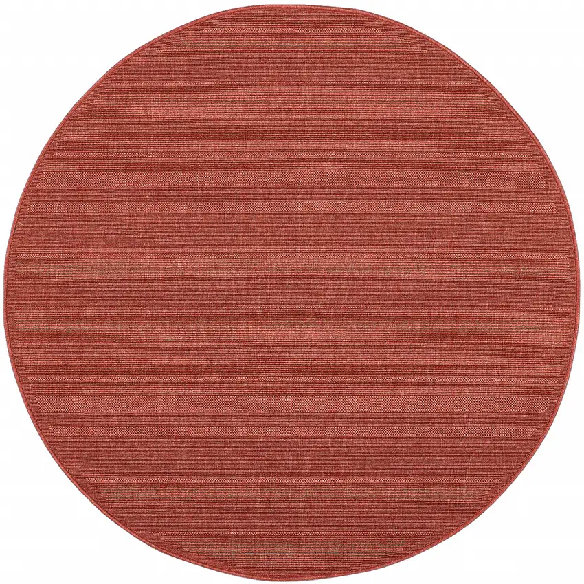 8' Red Round Stain Resistant Indoor Outdoor Area Rug Photo 1