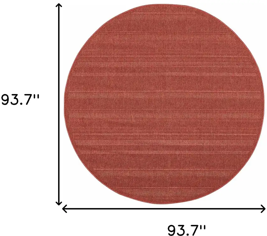 8' Red Round Stain Resistant Indoor Outdoor Area Rug Photo 4
