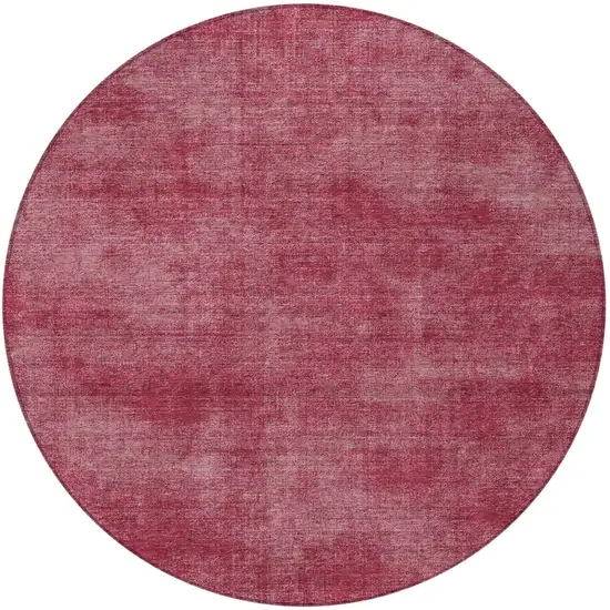 8' Red Round Washable Indoor Outdoor Area Rug Photo 4