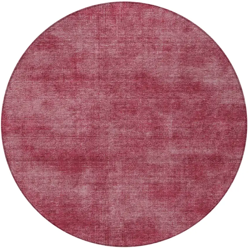 8' Red Round Washable Indoor Outdoor Area Rug Photo 4