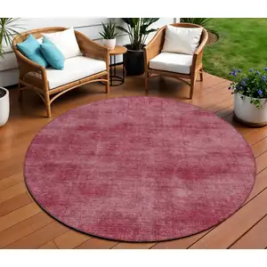 Photo of 8' Red Round Washable Indoor Outdoor Area Rug