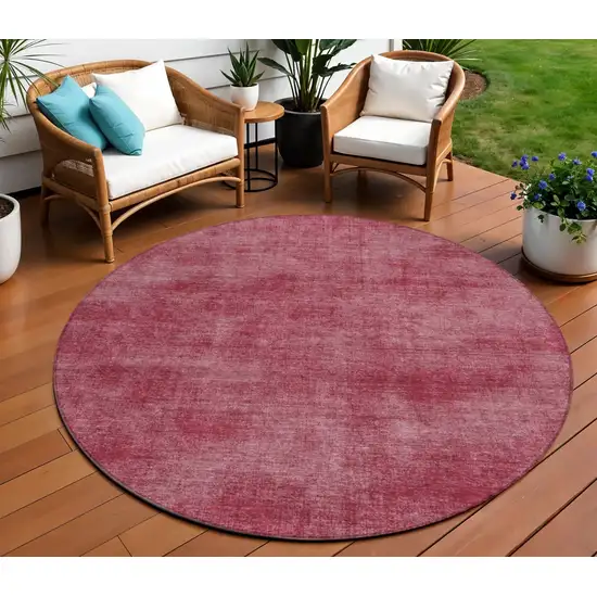 8' Red Round Washable Indoor Outdoor Area Rug Photo 1
