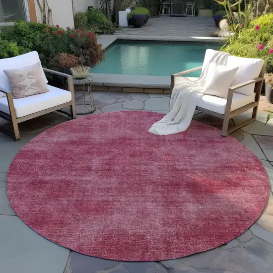 8' Red Round Washable Indoor Outdoor Area Rug Photo 5