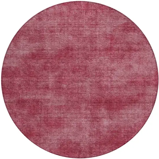8' Red Round Washable Indoor Outdoor Area Rug Photo 2