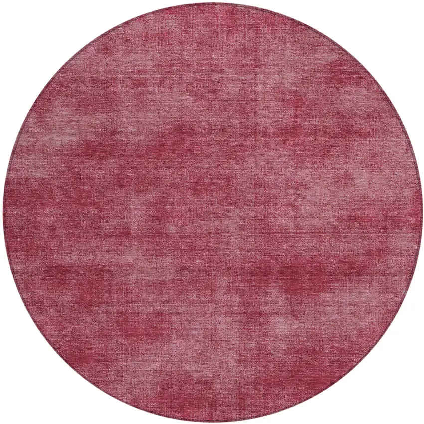 8' Red Round Washable Indoor Outdoor Area Rug Photo 2
