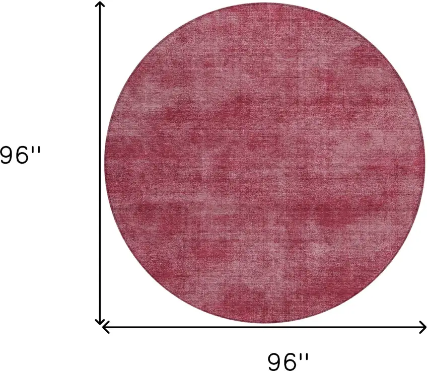 8' Red Round Washable Indoor Outdoor Area Rug Photo 3