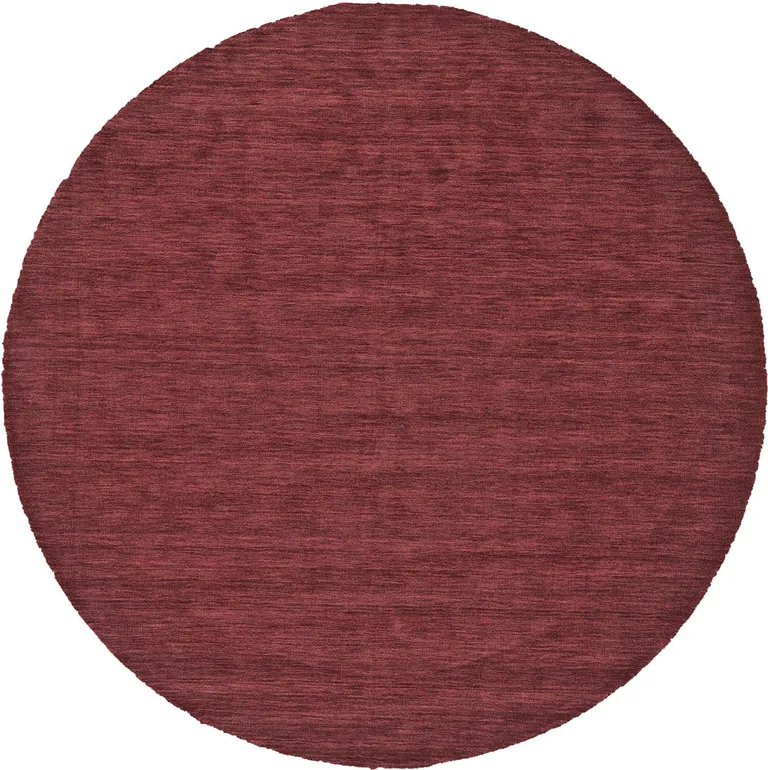 8' Red Round Wool Hand Woven Stain Resistant Area Rug Photo 1