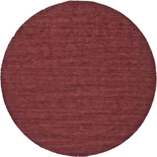 8' Red Round Wool Hand Woven Stain Resistant Area Rug Photo 1