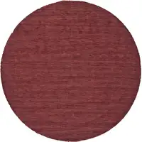 Photo of 8' Red Round Wool Hand Woven Stain Resistant Area Rug