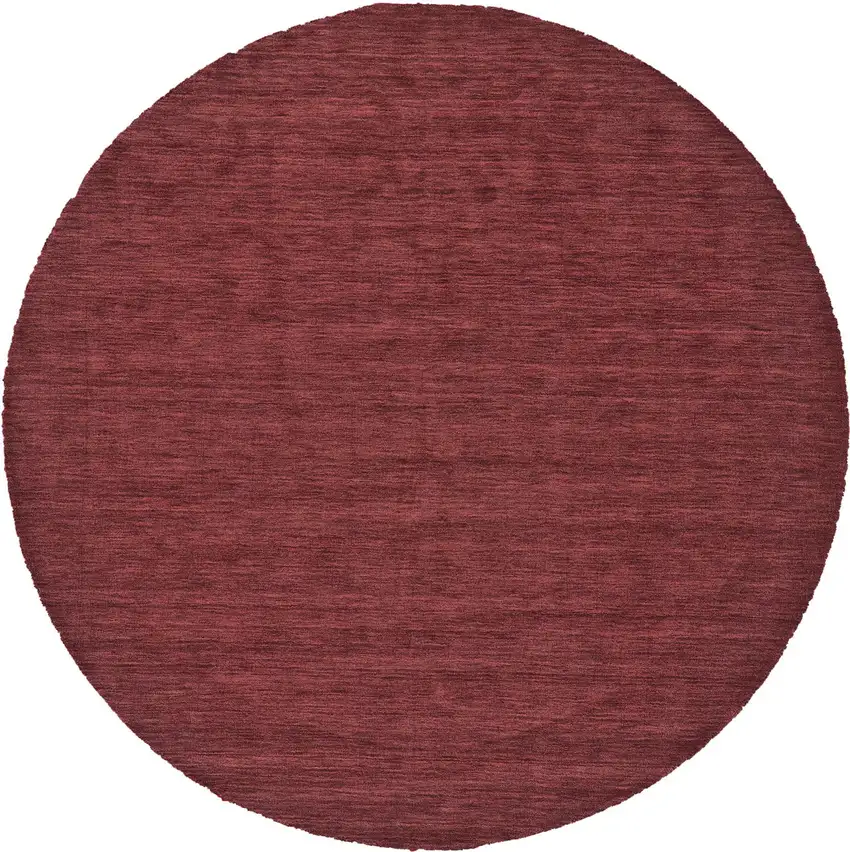 8' Red Round Wool Hand Woven Stain Resistant Area Rug Photo 1