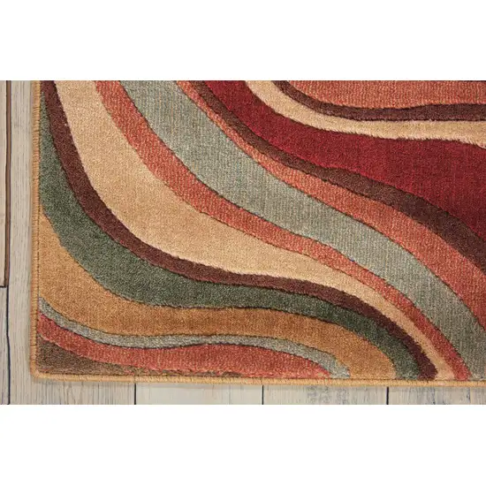 8' Red Striped Runner Rug Photo 6