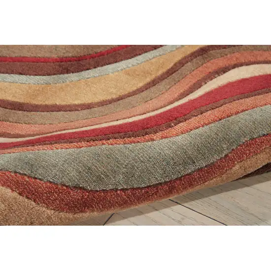 8' Red Striped Runner Rug Photo 8