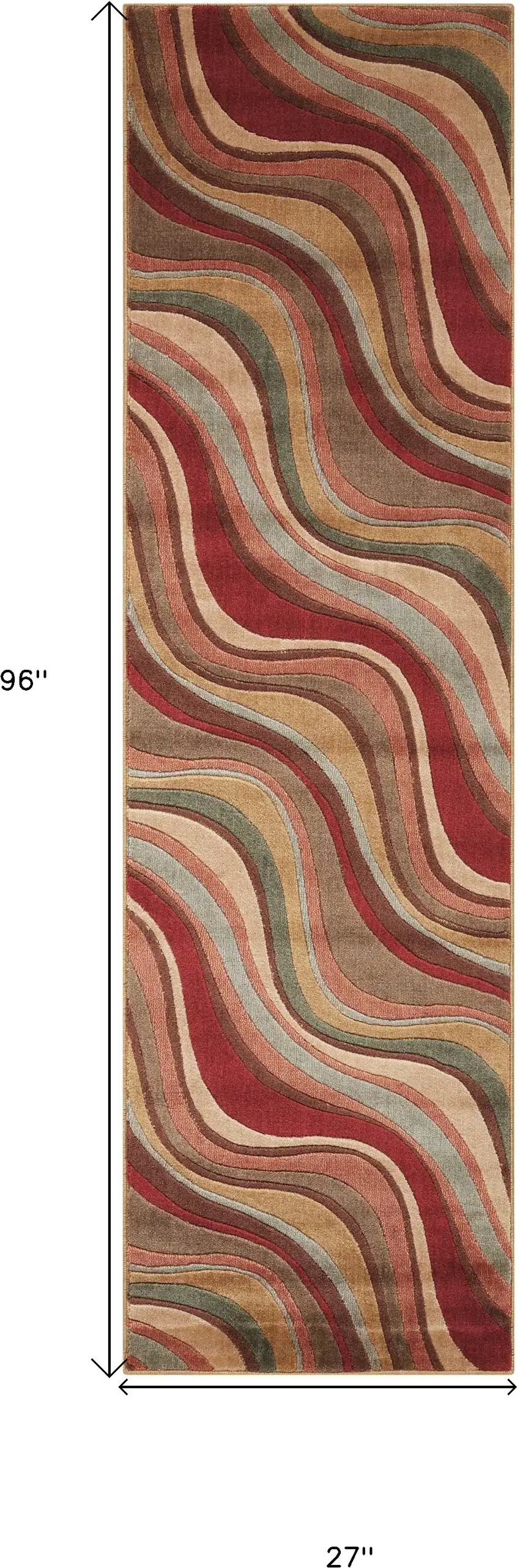 8' Red Striped Runner Rug Photo 3