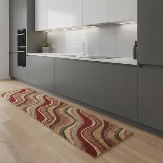 8' Red Striped Runner Rug Photo 1