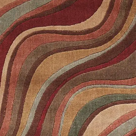 8' Red Striped Runner Rug Photo 3