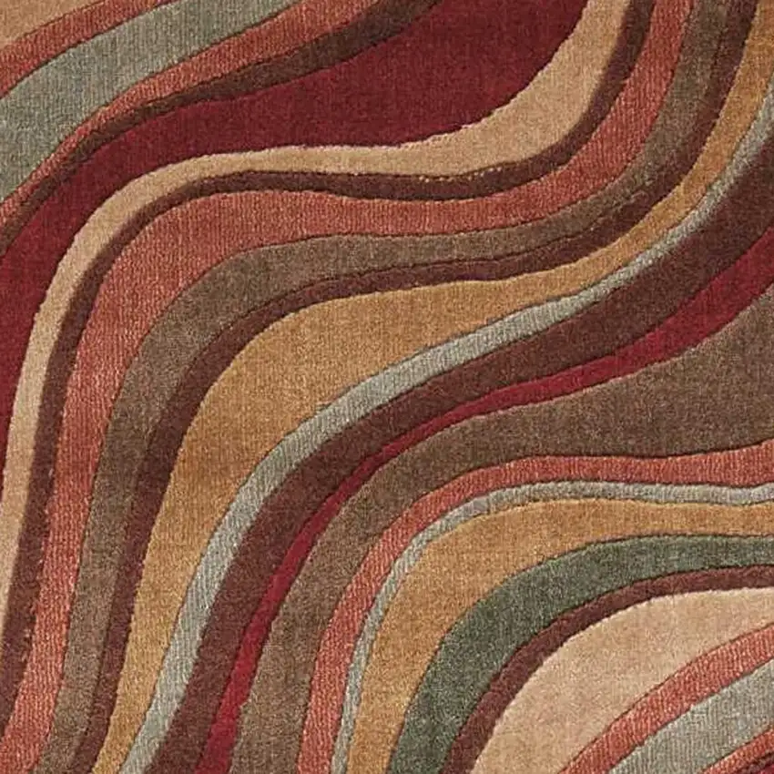 8' Red Striped Runner Rug Photo 3