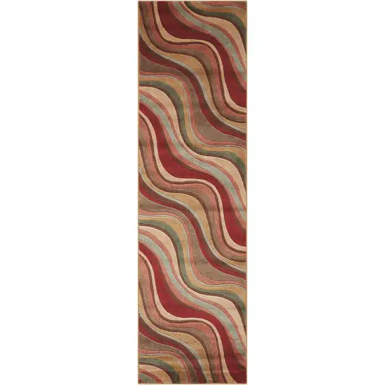 8' Red Striped Runner Rug Photo 5