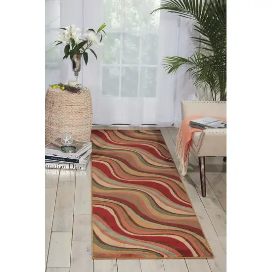8' Red Striped Runner Rug Photo 4