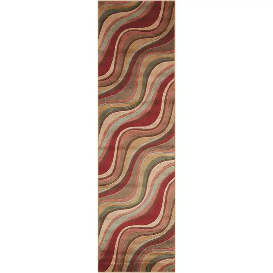 8' Red Striped Runner Rug Photo 2