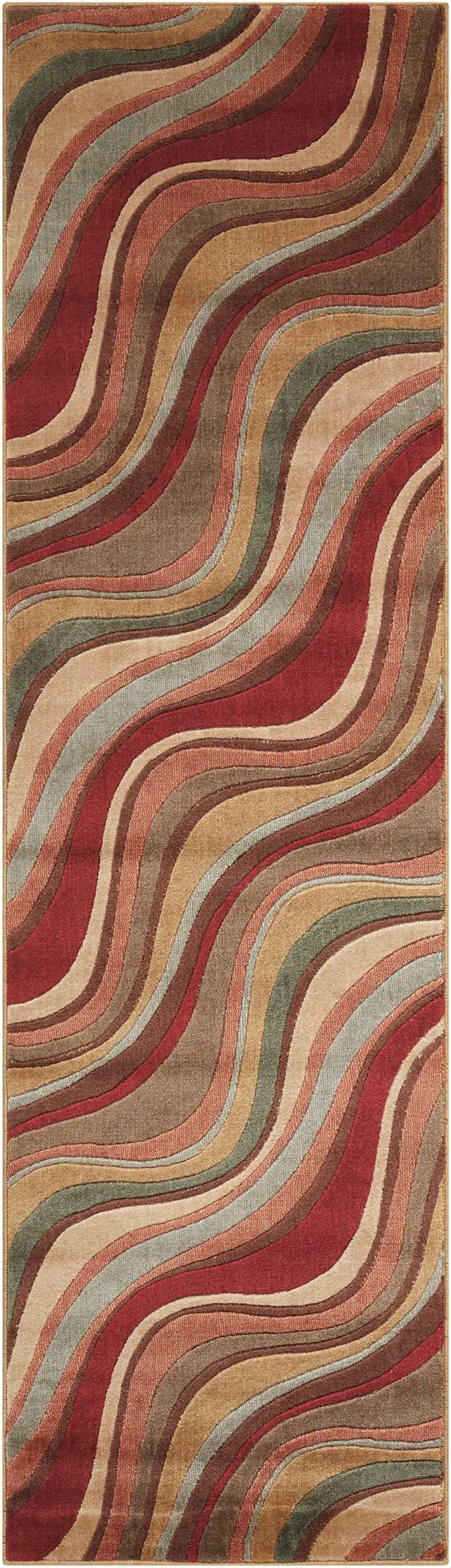 8' Red Striped Runner Rug Photo 2