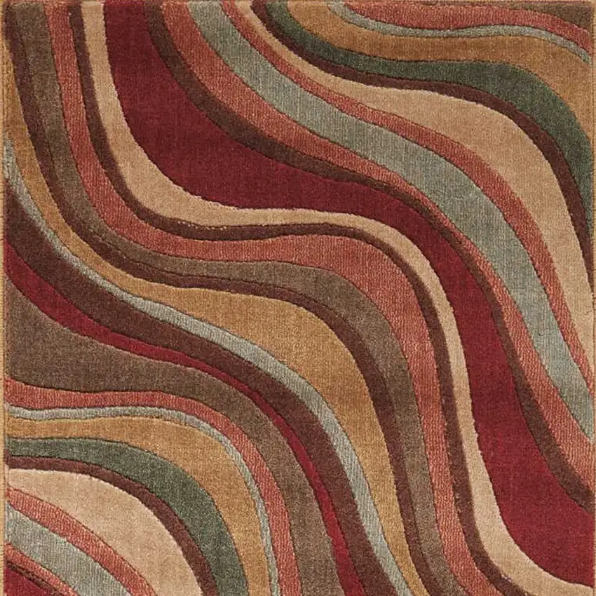 8' Red Striped Runner Rug Photo 7