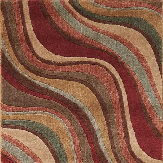 8' Red Striped Runner Rug Photo 7