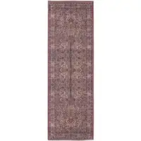 Photo of 8' Red Tan And Pink Floral Power Loom Runner Rug