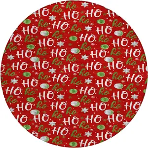 Photo of 8' Red White And Green Round Polka Dot Washable Indoor Outdoor Area Rug