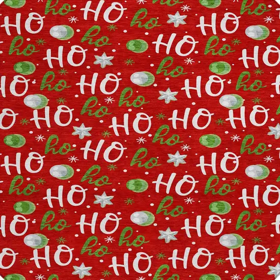 8' Red White And Green Round Polka Dot Washable Indoor Outdoor Area Rug Photo 9