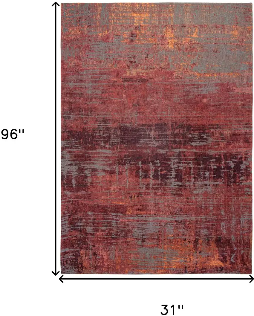 10' Red and Gray Abstract Non Skid Area Rug Photo 3