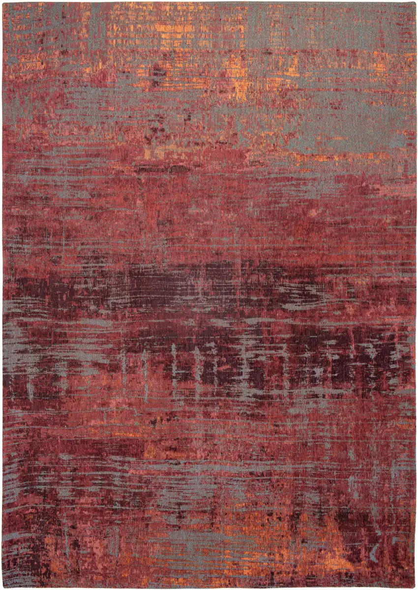 5' Red and Gray Round Abstract Non Skid Area Rug Photo 4