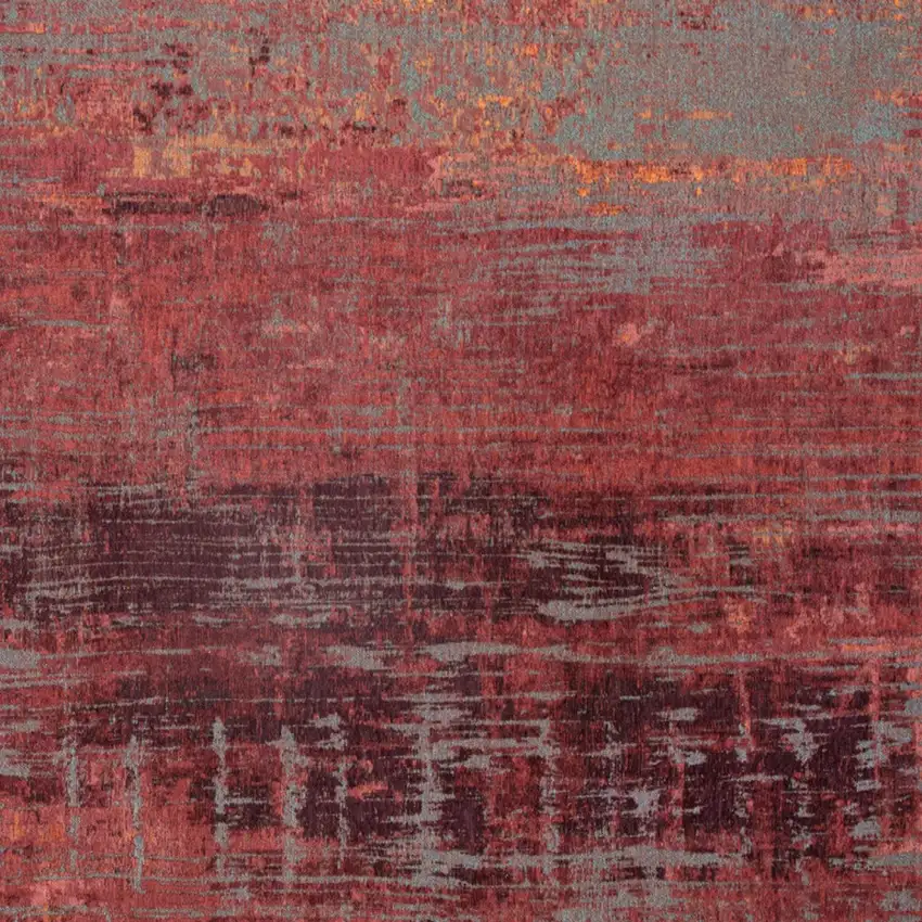 5' Red and Gray Round Abstract Non Skid Area Rug Photo 8