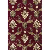 Photo of 8' Red and Ivory Floral Runner Rug