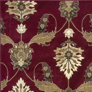 Photo of 8' Red and Ivory Floral Runner Rug