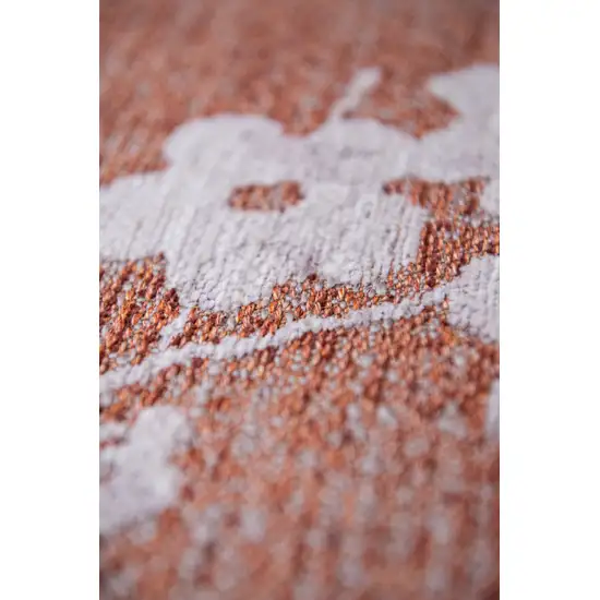 8' Red and White Round Oriental Non Skid Area Rug Photo 9